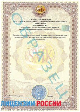 Образец сертификата соответствия (приложение) Владикавказ Сертификат ISO 13485
